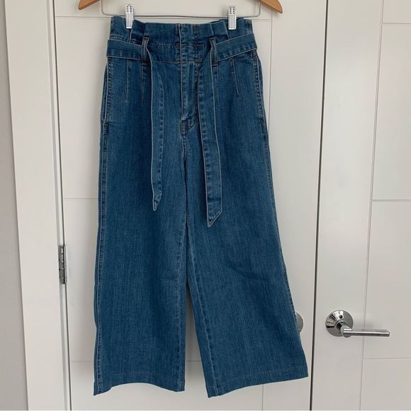 Madewell Denim - Madewell Paperbag Wide Leg Waist Tie Crop Jean 24
